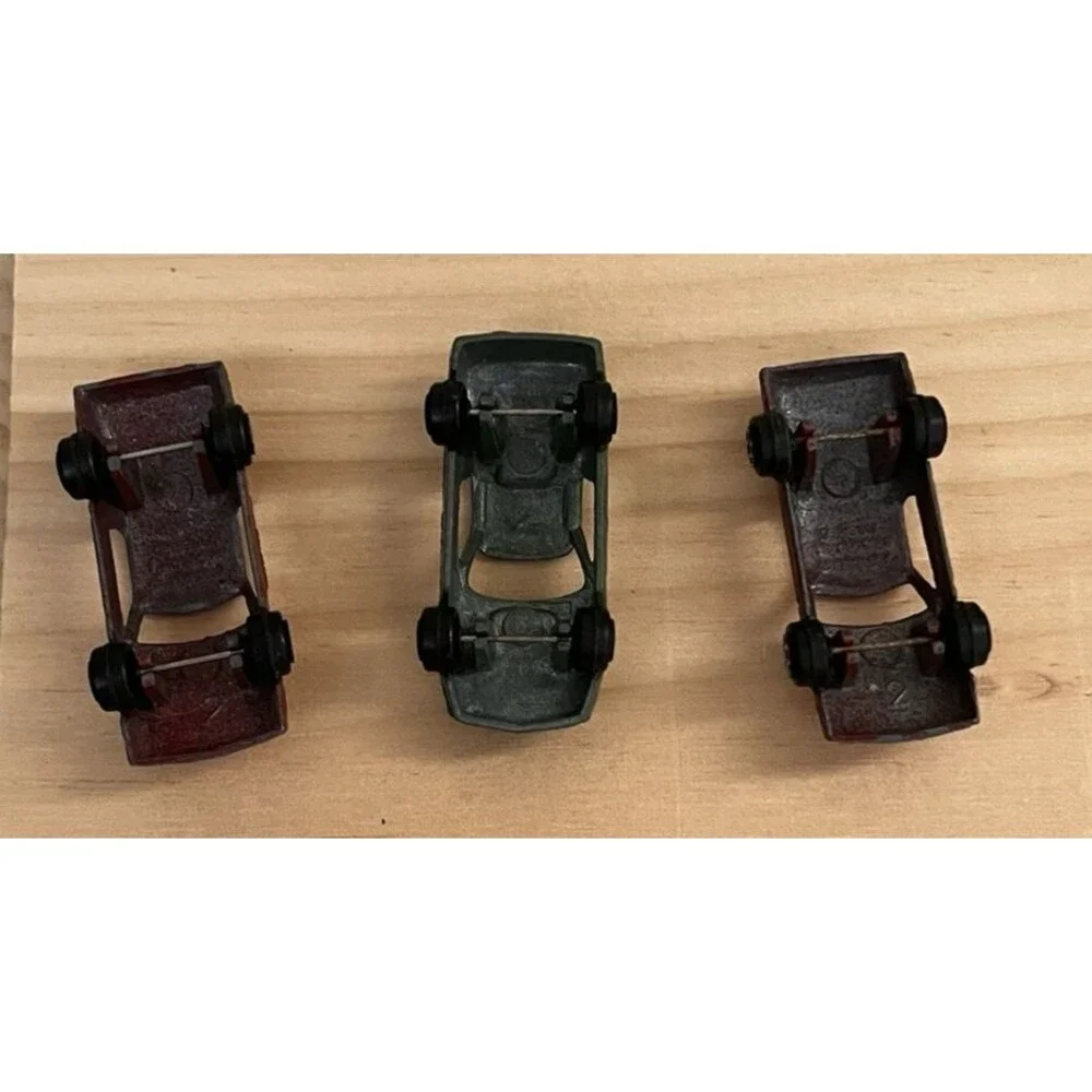 Tootsie Lot of 3 Firebird Metal Toy Cars 2 Red 1 Green Vintage Made In USA